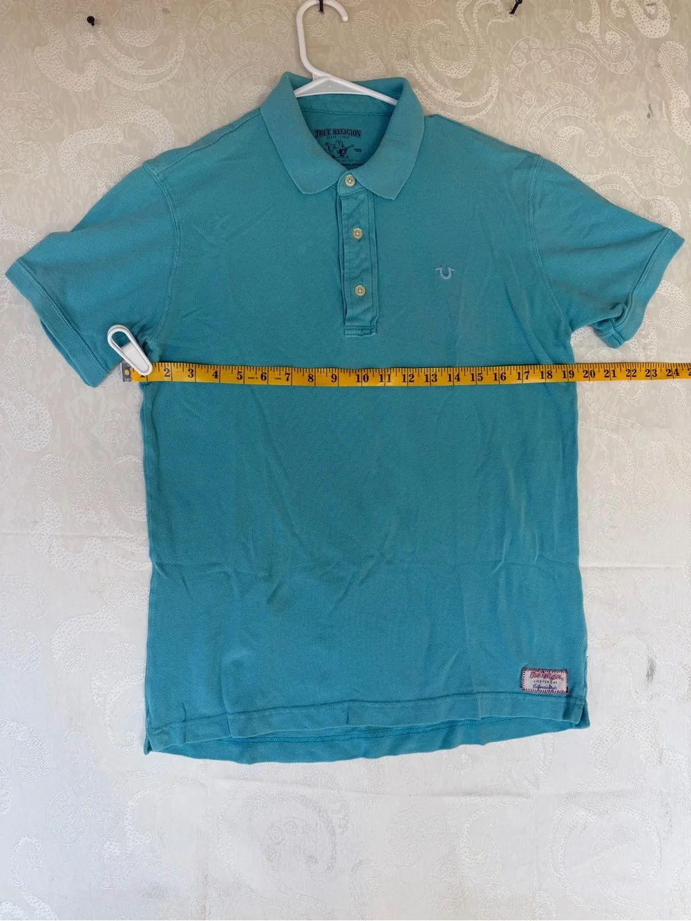 True Religion Men's Teal Short Sleeve Polo